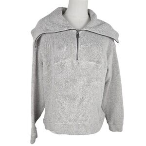 Sweaty Betty Half Zip Textured Pullover Womens US 4 Gray Cozy Athleisure